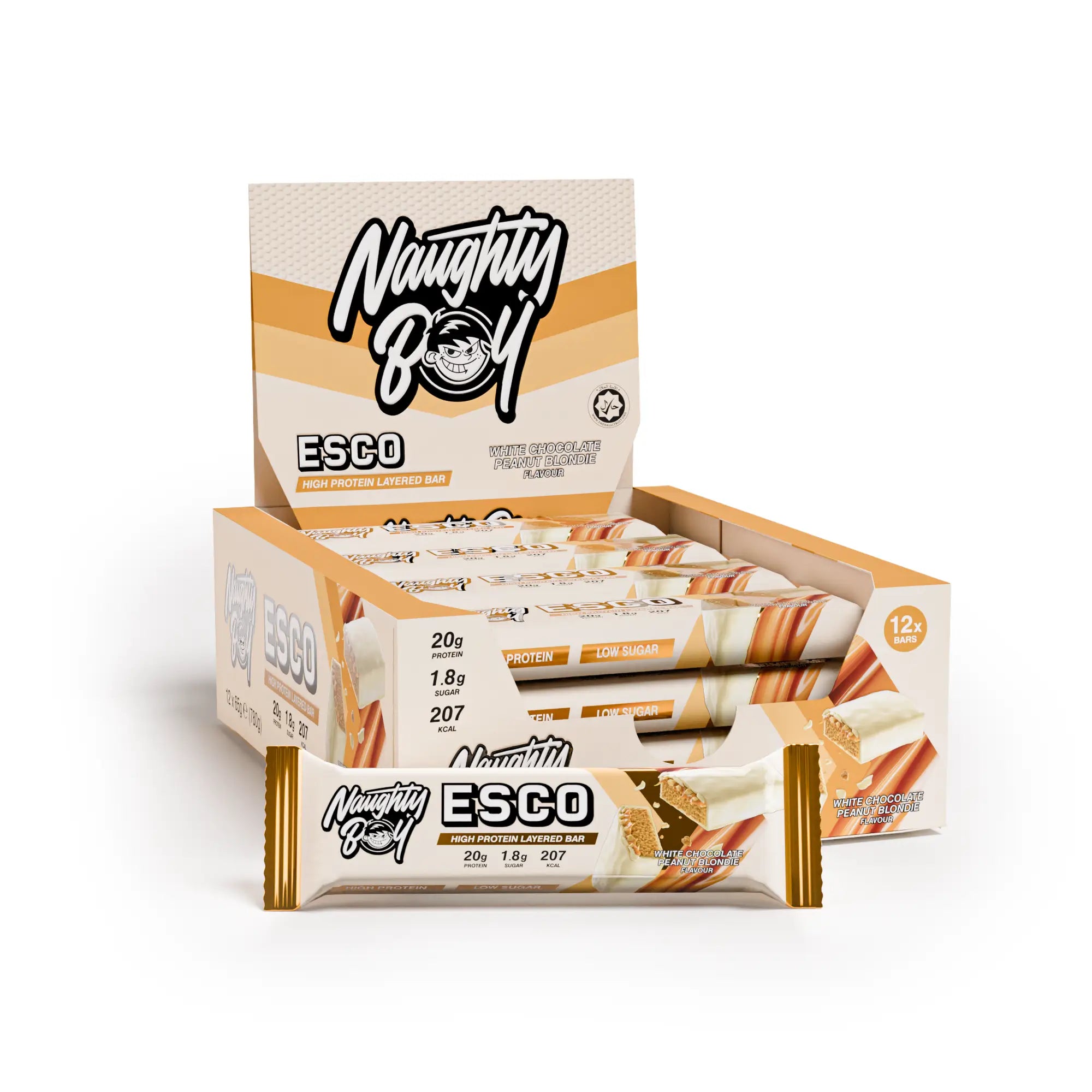 12 Barres Protéinés - Chocolat Blanc Cacahuète